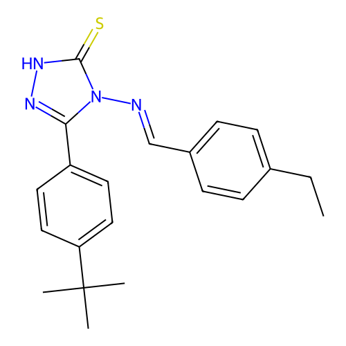 (E)-5-(4-(tert-butyl)phenyl)-4-((4-ethylbenzylidene)amino)-4H-1,2,4-triazole-3-thiol structure