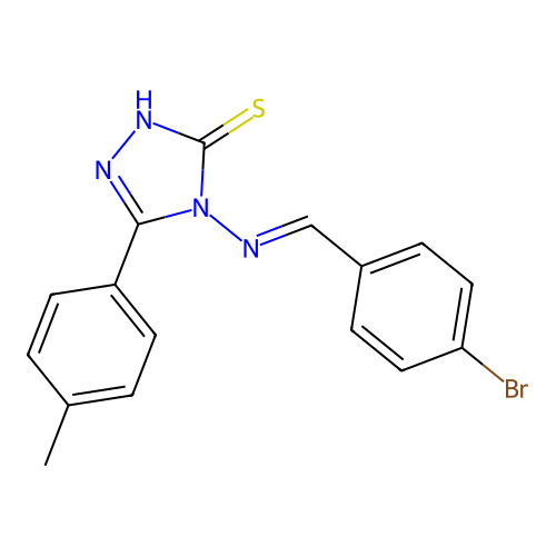(E)-4-((4-bromobenzylidene)amino)-5-(p-tolyl)-4H-1,2,4-triazole-3-thiol structure