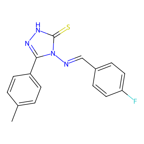 (E)-4-((4-fluorobenzylidene)amino)-5-(p-tolyl)-4H-1,2,4-triazole-3-thiol structure