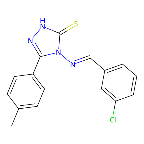4-((3-chlorobenzylidene)amino)-5-(p-tolyl)-4H-1,2,4-triazole-3-thiol structure