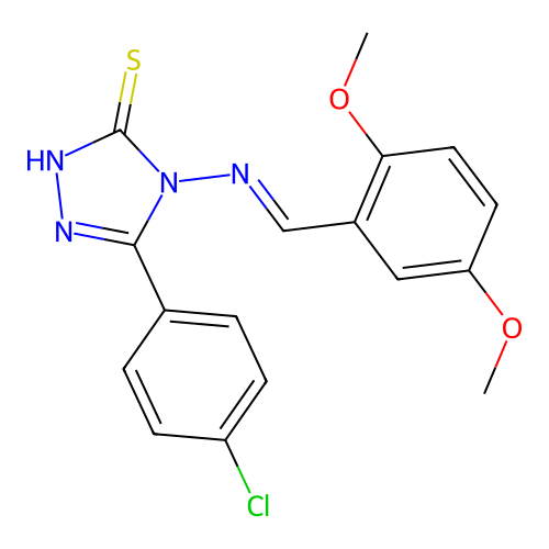 5-(4-Chlorophenyl)-4-((2,5-dimethoxybenzylidene)amino)-4H-1,2,4-triazole-3-thiol structure