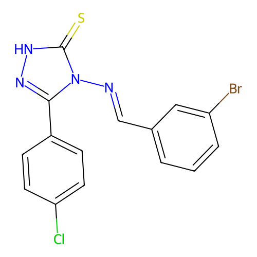 (E)-4-((3-bromobenzylidene)amino)-5-(4-chlorophenyl)-4H-1,2,4-triazole-3-thiol structure