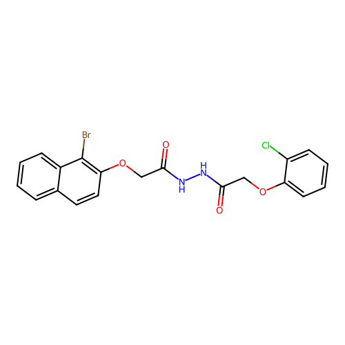 N'-{[(1-bromo-2-naphthyl)oxy]acetyl}-2-(2-chlorophenoxy)acetohydrazide structure