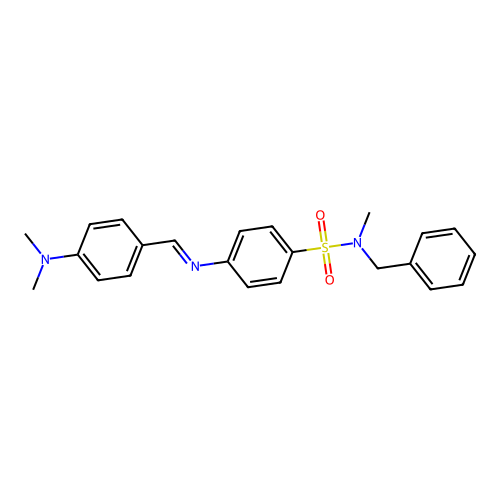 N-benzyl-4-{[4-(dimethylamino)benzylidene]amino}-N-methylbenzenesulfonamide structure