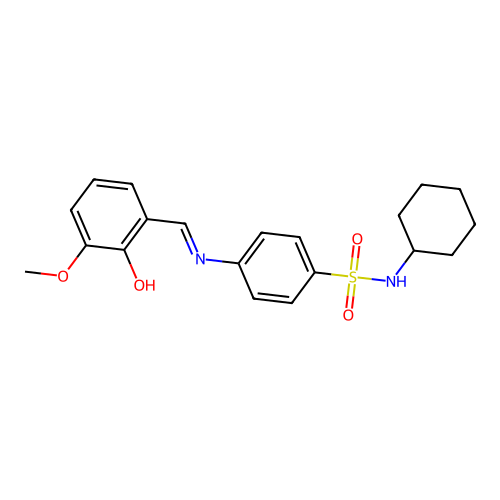 N-cyclohexyl-4-[(2-hydroxy-3-methoxybenzylidene)amino]benzenesulfonamide structure