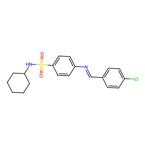 4-{[(E)-(4-chlorophenyl)methylidene]amino}-N-cyclohexylbenzenesulfonamide structure