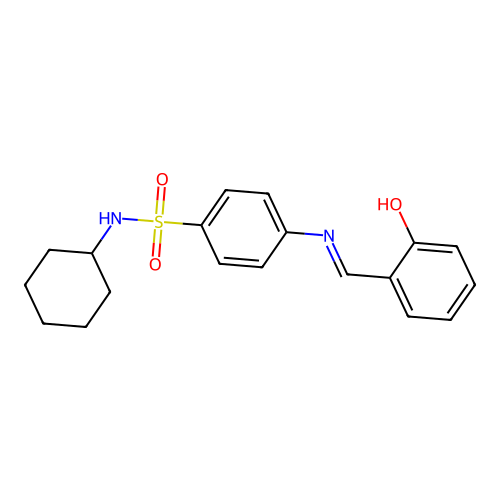 N-cyclohexyl-4-[(2-hydroxybenzylidene)amino]benzenesulfonamide structure