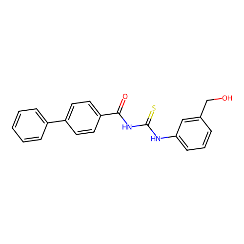 N-[[3-(hydroxymethyl)anilino]-sulfanylidenemethyl]-4-phenylbenzamide structure
