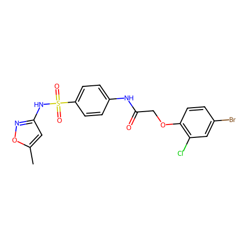 2-(4-bromo-2-chlorophenoxy)-N-(4-{[(5-methyl-3-isoxazolyl)amino]sulfonyl}phenyl)acetamide structure