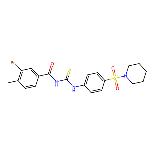 3-bromo-4-methyl-N-[(4-piperidin-1-ylsulfonylphenyl)carbamothioyl]benzamide structure