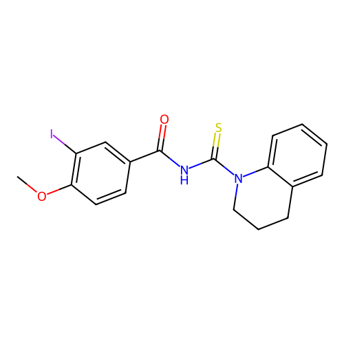 N-(3,4-dihydroquinolin-1(2H)-ylcarbonothioyl)-3-iodo-4-methoxybenzamide structure