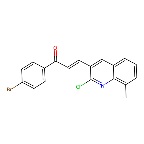 1-(4-Bromophenyl)-3-(2-chloro-8-methyl-3-quinolinyl)-2-propen-1-one structure