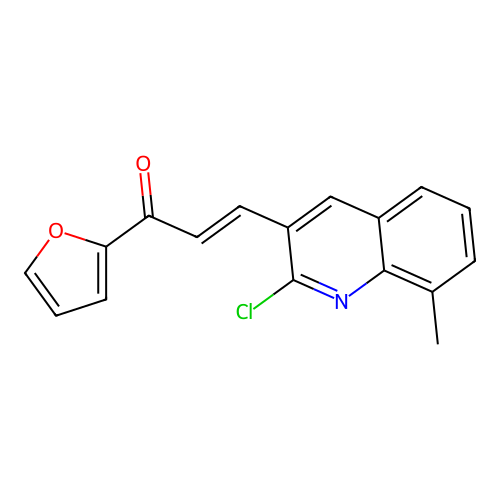 (E)-3-(2-chloro-8-methylquinolin-3-yl)-1-(furan-2-yl)prop-2-en-1-one structure
