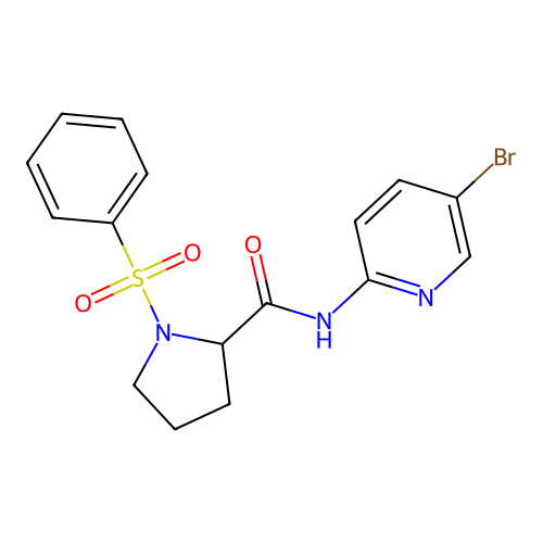 1-(benzenesulfonyl)-N-(5-bromopyridin-2-yl)pyrrolidine-2-carboxamide structure