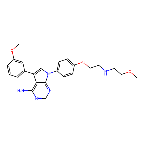 7H-Pyrrolo(2,3-d)pyrimidin-4-amine, 7-(4-(2-((2-methoxyethyl)amino)ethoxy)phenyl)-5-(3-methoxyphenyl)- structure