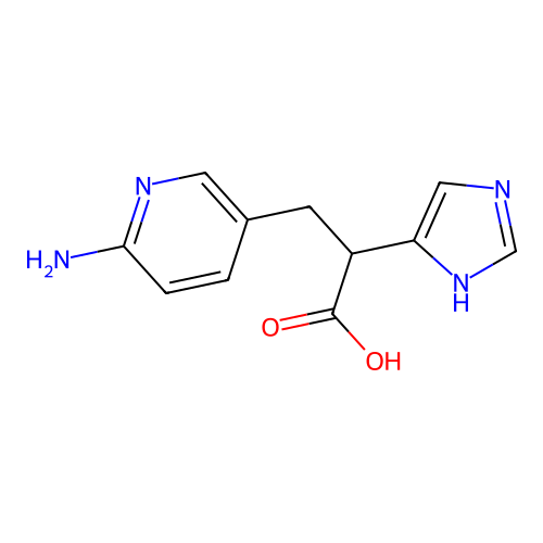 3-(6-aminopyridin-3-yl)-2-(1H-imidazol-4-yl)propionic acid structure