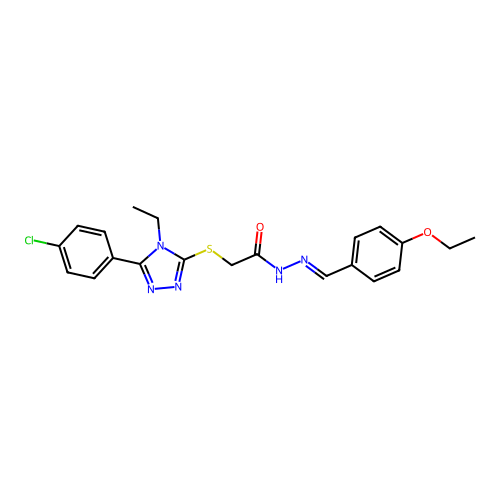 2-{[5-(4-chlorophenyl)-4-ethyl-4H-1,2,4-triazol-3-yl]sulfanyl}-N'-[(E)-(4-ethoxyphenyl)methylidene]acetohydrazide structure