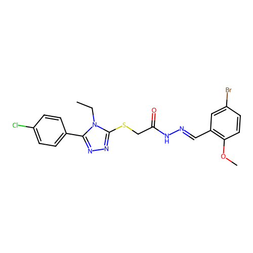 N'-[(E)-(5-bromo-2-methoxyphenyl)methylidene]-2-{[5-(4-chlorophenyl)-4-ethyl-4H-1,2,4-triazol-3-yl]sulfanyl}acetohydrazide structure