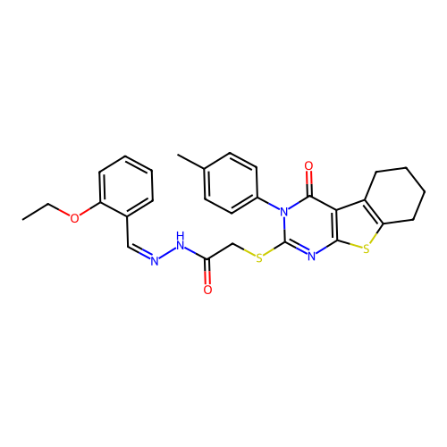 (E)-N'-(2-ethoxybenzylidene)-2-((4-oxo-3-(p-tolyl)-3,4,5,6,7,8-hexahydrobenzo[4,5]thieno[2,3-d]pyrimidin-2-yl)thio)acetohydrazide structure