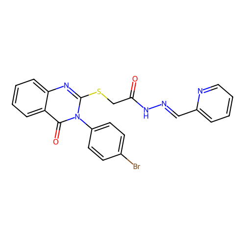 2-{[3-(4-bromophenyl)-4-oxo-3,4-dihydroquinazolin-2-yl]sulfanyl}-N'-[(E)-pyridin-2-ylmethylidene]acetohydrazide structure