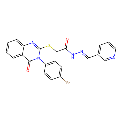 2-{[3-(4-bromophenyl)-4-oxo-3,4-dihydroquinazolin-2-yl]sulfanyl}-N'-[(E)-pyridin-3-ylmethylidene]acetohydrazide structure