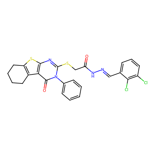 (E)-N'-(2,3-dichlorobenzylidene)-2-((4-oxo-3-phenyl-3,4,5,6,7,8-hexahydrobenzo[4,5]thieno[2,3-d]pyrimidin-2-yl)thio)acetohydrazide structure