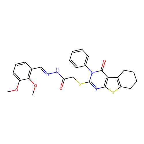 (E)-N'-(2,3-dimethoxybenzylidene)-2-((4-oxo-3-phenyl-3,4,5,6,7,8-hexahydrobenzo[4,5]thieno[2,3-d]pyrimidin-2-yl)thio)acetohydrazide structure
