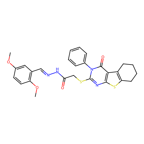 (E)-N'-(2,5-dimethoxybenzylidene)-2-((4-oxo-3-phenyl-3,4,5,6,7,8-hexahydrobenzo[4,5]thieno[2,3-d]pyrimidin-2-yl)thio)acetohydrazide structure