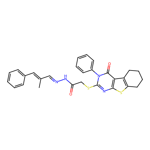 (E)-N'-((E)-2-methyl-3-phenylallylidene)-2-((4-oxo-3-phenyl-3,4,5,6,7,8-hexahydrobenzo[4,5]thieno[2,3-d]pyrimidin-2-yl)thio)acetohydrazide structure