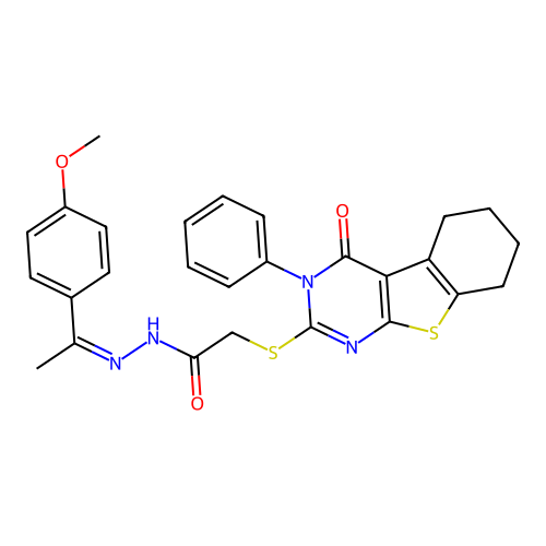 (Z)-N'-(1-(4-methoxyphenyl)ethylidene)-2-((4-oxo-3-phenyl-3,4,5,6,7,8-hexahydrobenzo[4,5]thieno[2,3-d]pyrimidin-2-yl)thio)acetohydrazide structure
