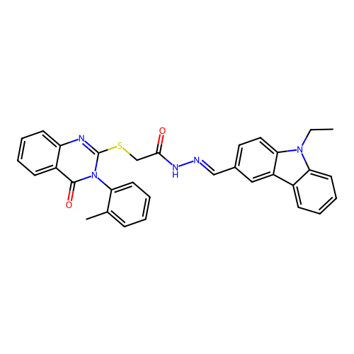 (E)-N'-((9-ethyl-9H-carbazol-3-yl)methylene)-2-((4-oxo-3-(o-tolyl)-3,4-dihydroquinazolin-2-yl)thio)acetohydrazide structure