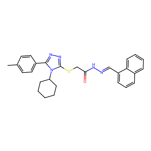 2-{[4-cyclohexyl-5-(4-methylphenyl)-4H-1,2,4-triazol-3-yl]sulfanyl}-N'-[(E)-naphthalen-1-ylmethylidene]acetohydrazide structure