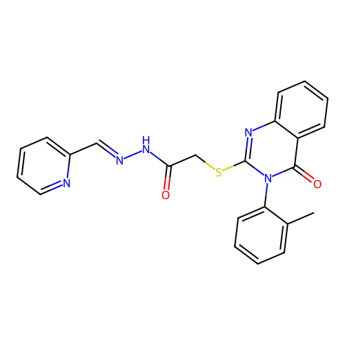 2-{[3-(2-methylphenyl)-4-oxo-3,4-dihydroquinazolin-2-yl]sulfanyl}-N'-[(E)-pyridin-2-ylmethylidene]acetohydrazide structure