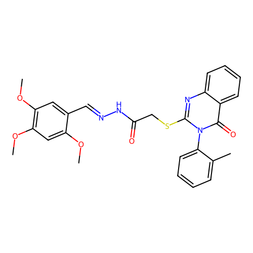 2-{[3-(2-methylphenyl)-4-oxo-3,4-dihydroquinazolin-2-yl]sulfanyl}-N'-[(E)-(2,4,5-trimethoxyphenyl)methylidene]acetohydrazide structure