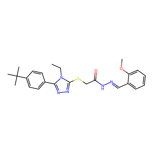 2-{[5-(4-tert-butylphenyl)-4-ethyl-4H-1,2,4-triazol-3-yl]sulfanyl}-N'-[(E)-(2-methoxyphenyl)methylidene]acetohydrazide structure