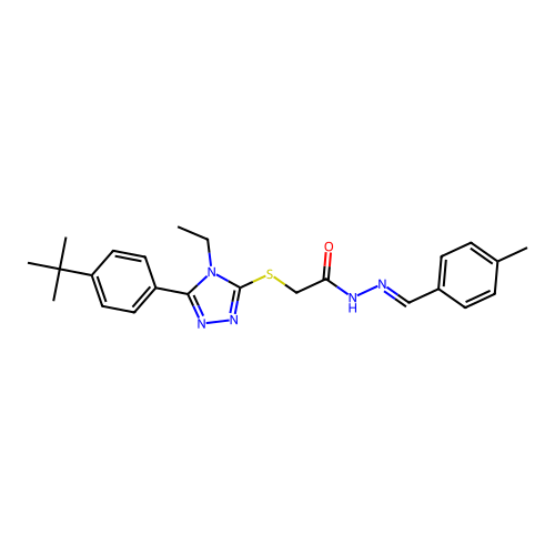 2-{[5-(4-tert-butylphenyl)-4-ethyl-4H-1,2,4-triazol-3-yl]sulfanyl}-N'-[(E)-(4-methylphenyl)methylidene]acetohydrazide structure