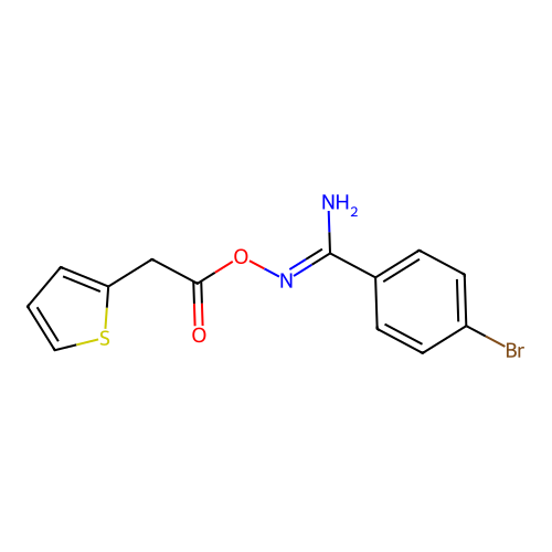 [[Amino-(4-bromophenyl)methylidene]amino] 2-thiophen-2-ylacetate structure