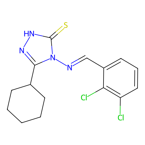 3-cyclohexyl-4-[(2,3-dichlorobenzylidene)amino]-1H-1,2,4-triazole-5-thione structure