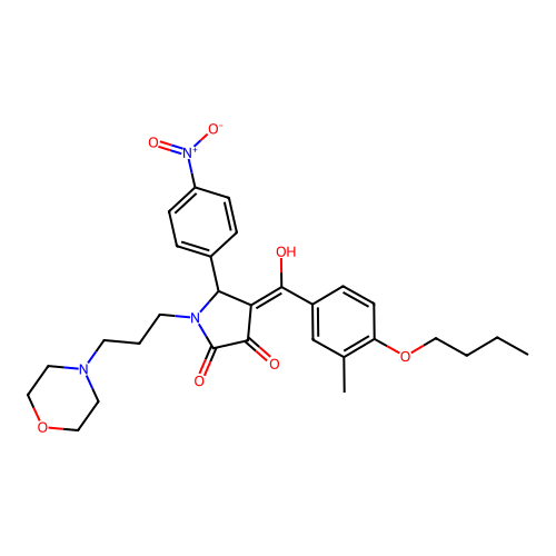 (4E)-4-[(4-butoxy-3-methylphenyl)-hydroxymethylidene]-1-(3-morpholin-4-ylpropyl)-5-(4-nitrophenyl)pyrrolidine-2,3-dione structure