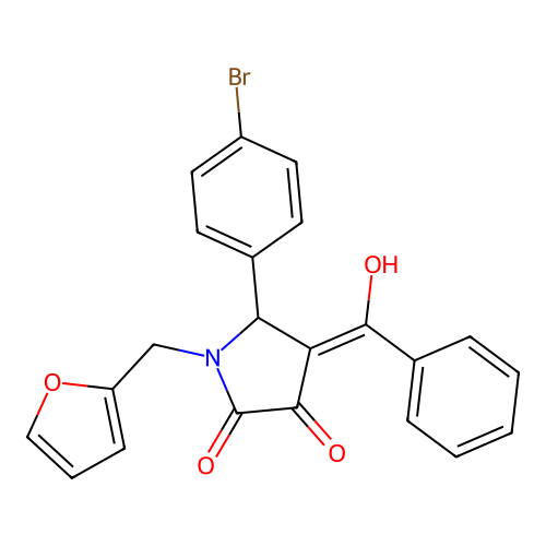 (4E)-5-(4-bromophenyl)-1-(furan-2-ylmethyl)-4-[hydroxy(phenyl)methylidene]pyrrolidine-2,3-dione structure
