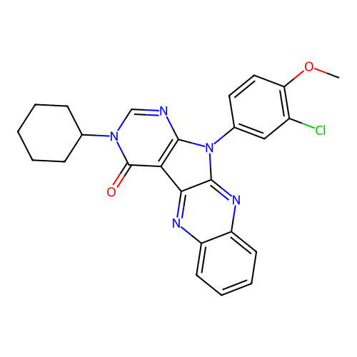 11-(3-chloro-4-methoxyphenyl)-3-cyclohexyl-3,11-dihydro-4H-pyrimido[5',4':4,5]pyrrolo[2,3-b]quinoxalin-4-one structure
