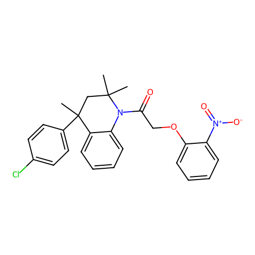 1-[4-(4-chlorophenyl)-2,2,4-trimethyl-3,4-dihydroquinolin-1(2H)-yl]-2-(2-nitrophenoxy)ethanone structure