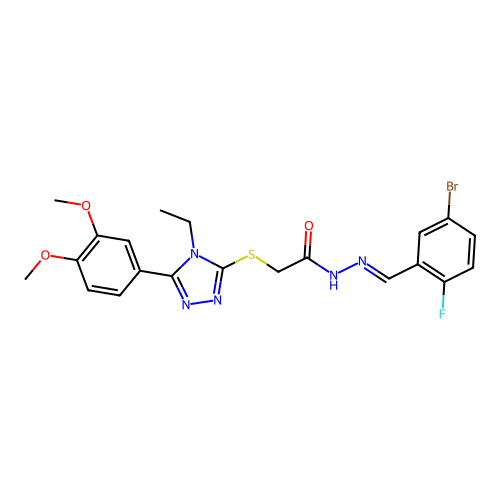 (E)-N'-(5-bromo-2-fluorobenzylidene)-2-((5-(3,4-dimethoxyphenyl)-4-ethyl-4H-1,2,4-triazol-3-yl)thio)acetohydrazide structure
