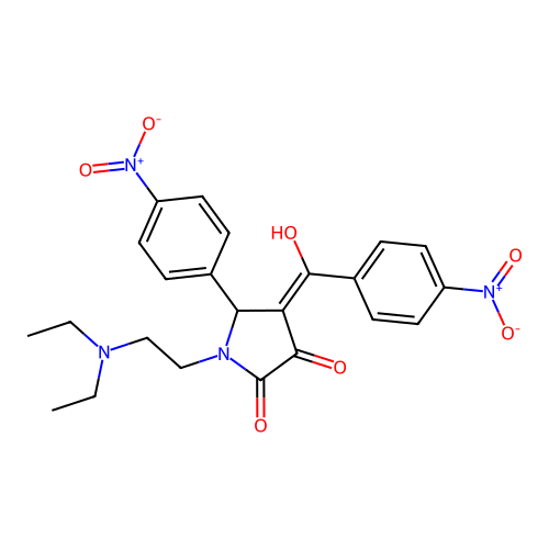 (4E)-1-(2-diethylaminoethyl)-4-[hydroxy-(4-nitrophenyl)methylidene]-5-(4-nitrophenyl)pyrrolidine-2,3-dione structure