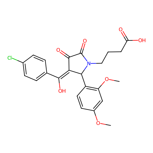 4-[(3E)-3-[(4-chlorophenyl)(hydroxy)methylidene]-2-(2,4-dimethoxyphenyl)-4,5-dioxopyrrolidin-1-yl]butanoic acid structure
