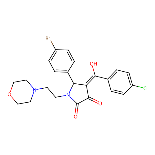 (4E)-5-(4-bromophenyl)-4-[(4-chlorophenyl)-hydroxymethylidene]-1-(2-morpholin-4-ylethyl)pyrrolidine-2,3-dione structure