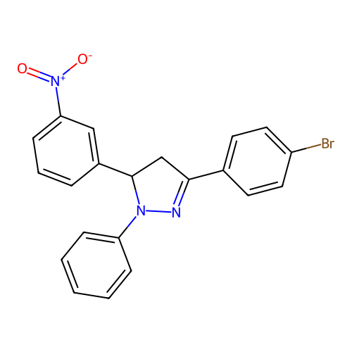 3-(4-bromophenyl)-5-(3-nitrophenyl)-1-phenyl-4,5-dihydro-1H-pyrazole structure