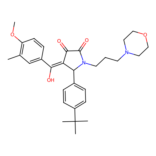 (4E)-5-(4-tert-butylphenyl)-4-[hydroxy-(4-methoxy-3-methylphenyl)methylidene]-1-(3-morpholin-4-ylpropyl)pyrrolidine-2,3-dione structure