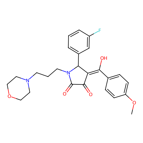 (4E)-5-(3-fluorophenyl)-4-[hydroxy-(4-methoxyphenyl)methylidene]-1-(3-morpholin-4-ylpropyl)pyrrolidine-2,3-dione structure