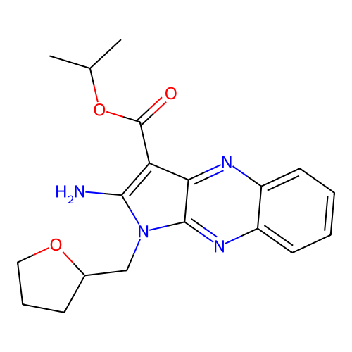 Propan-2-yl 2-amino-1-(oxolan-2-ylmethyl)pyrrolo[3,2-b]quinoxaline-3-carboxylate structure